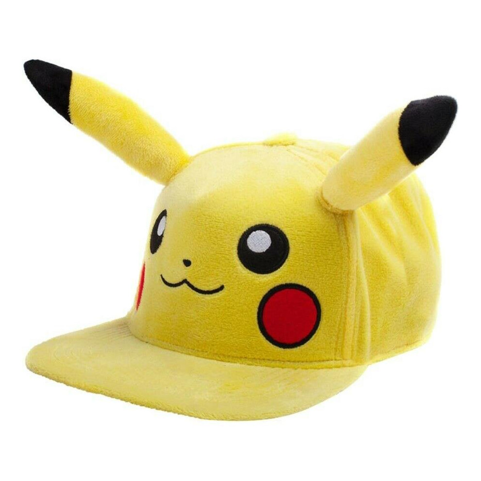 Pokémon Pokemon Pikachu Plush With Ears Snapback Baseball Cap Yellow