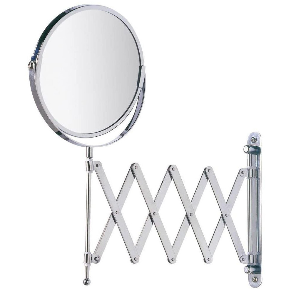 Wenko 15165100 Wallmounted Beauty Mirror Telescope Exclusive, Mirror Surface Ø 17Cm, 300% Magnification, Metal Steel, 19 X 38.5 X 50 Cm, Chrome