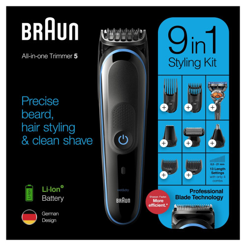Braun Braun MGK5280 9-in-1 All in One Trimmer, Hair Clipper UK Two Pin Plug