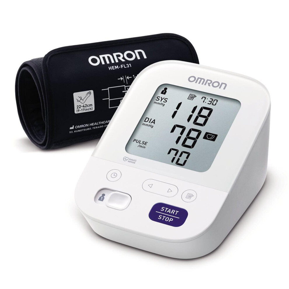 Omron M3 HEM-7155-E Comfort Upper Arm Blood Pressure Monitor - White