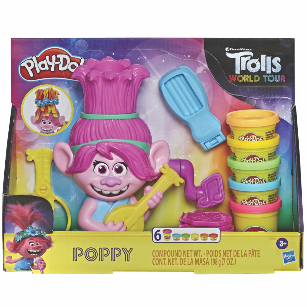 Play-Doh Trolls World Tour Rainbow Hair Poppy Styling Toy for Children 3 Years and up with 6 Non-Toxic Play-Doh Colours