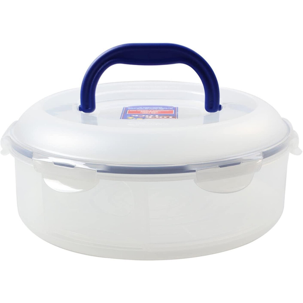 Lock & Lock Round Cake Box - Clear/Blue, 5.5 L