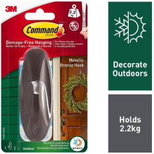 3M Command Outdoor Designer Large Metalic Bronze Hook│Damage Free│17083BZ-AWES