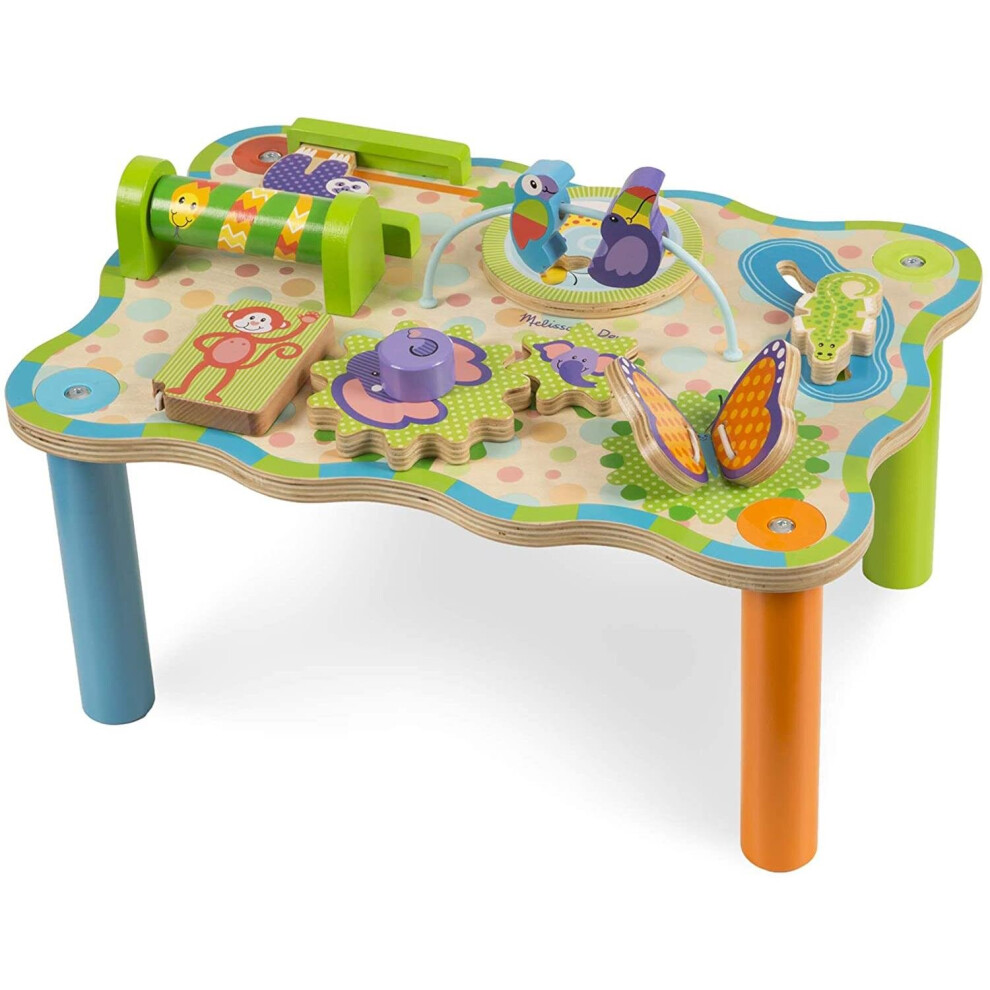 Melissa & Doug First Play Jungle Wooden Activity Table, Baby and Toddler Toy, Sturdy Wooden Construction, Helps Develop Fine Motor Skills