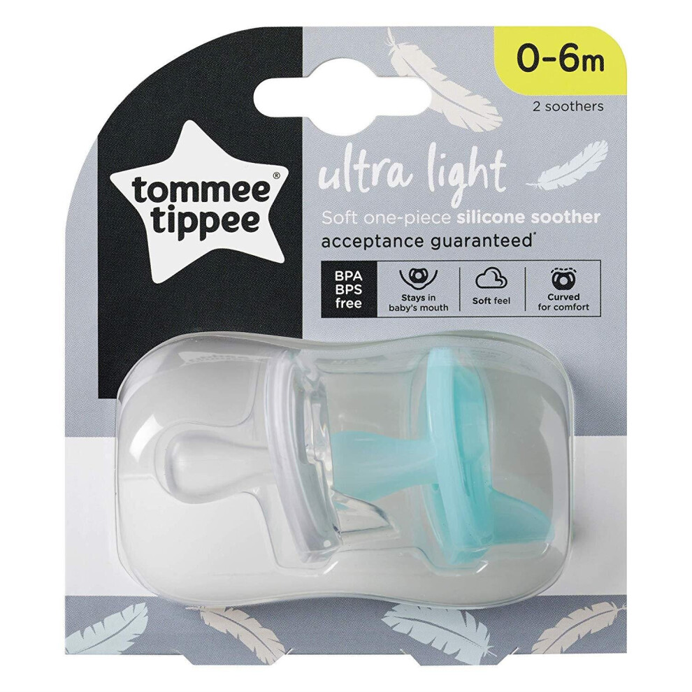 Tommee Tippee?Ultra-Light Silicone Soother, Orthodontic Design, 0-6m, Pack of 2