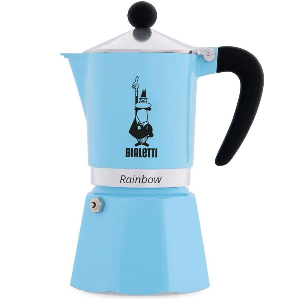 Bialetti Moka 3-Cup Espresso Maker (Blue) - Classic Stovetop Italian Coffee Pot 5042 Blue