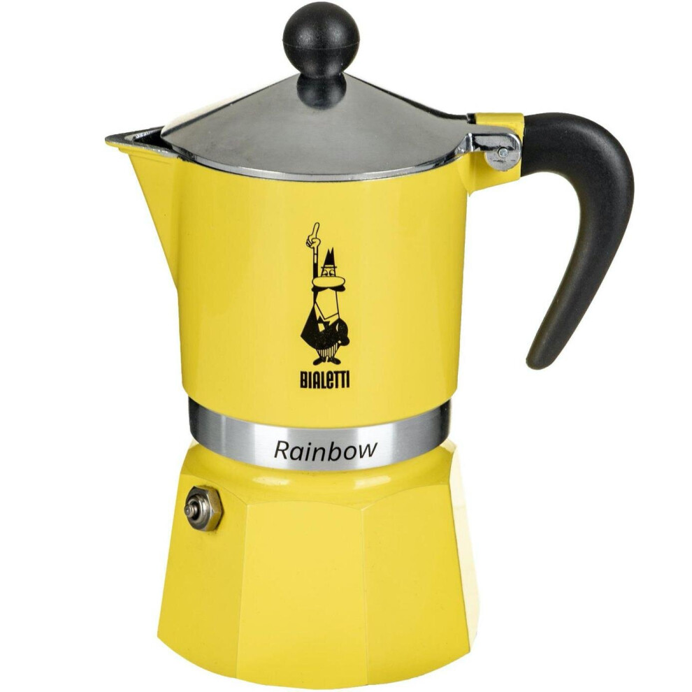 Bialetti Moka 3 Cup In | Italian Coffee Stovetop Espresso Maker Yellow