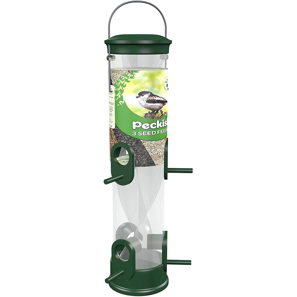 Peckish All Weather 3 Seed Bird Feeder, Large Red