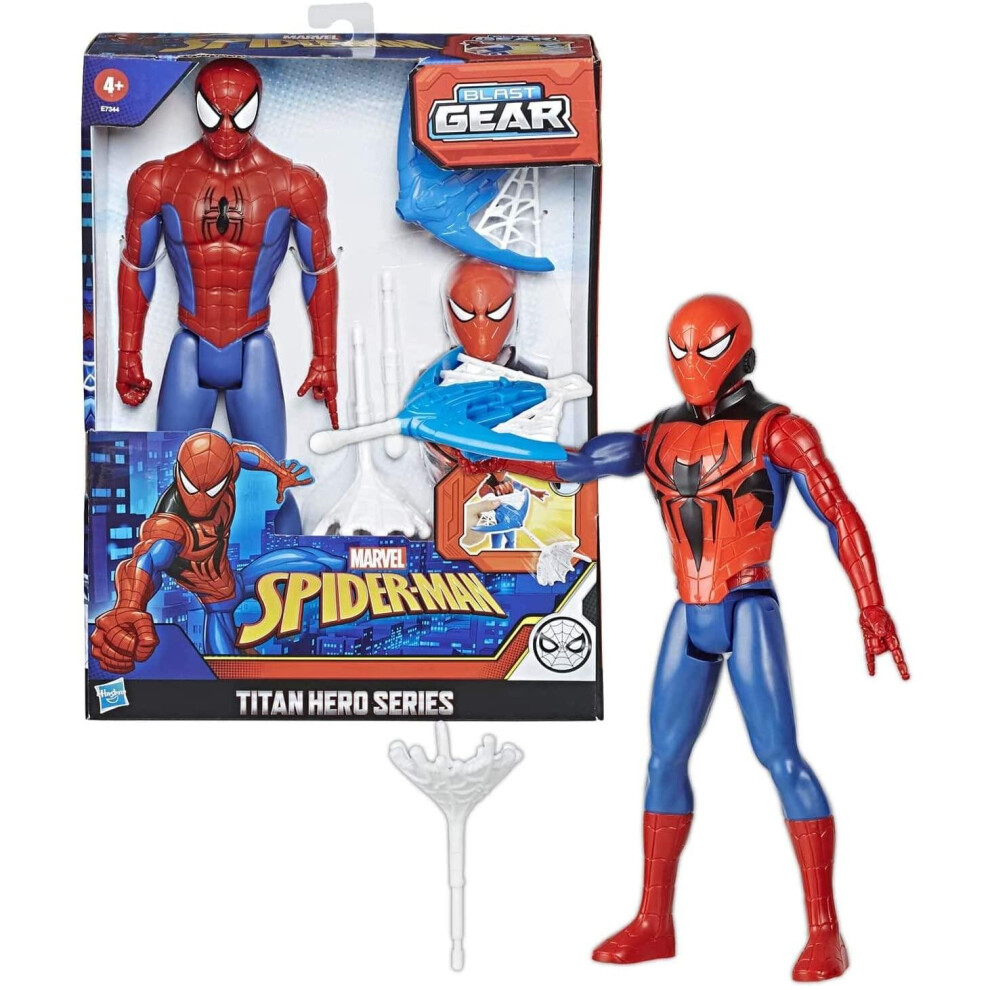 Figurine d'action Spider-Man Titan Hero avec blaster, 2 projectiles et 3 accessoires, pour enfants d?s 4 ans, couleur rouge.