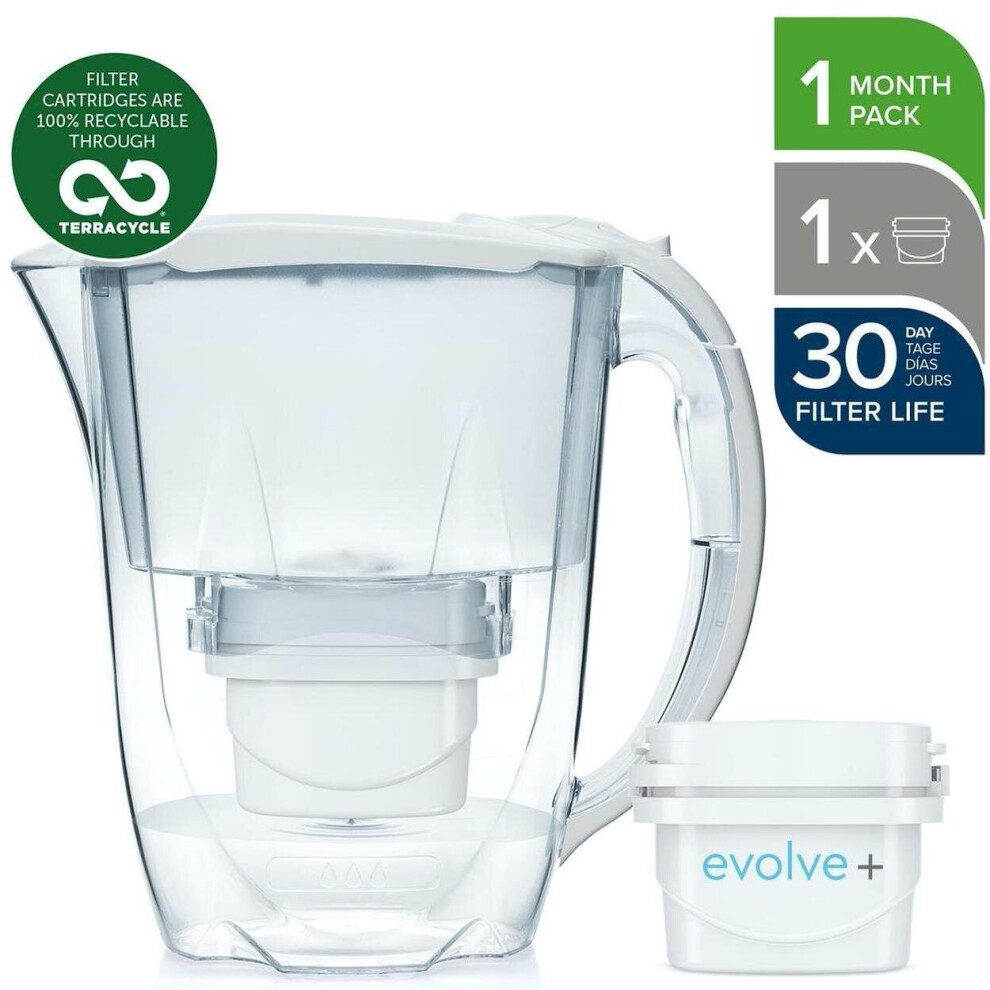 Aquaoptima Aqua Optima Oria Water Jug, White, 2.8 Litres With 1 Up To 30 Day Filter