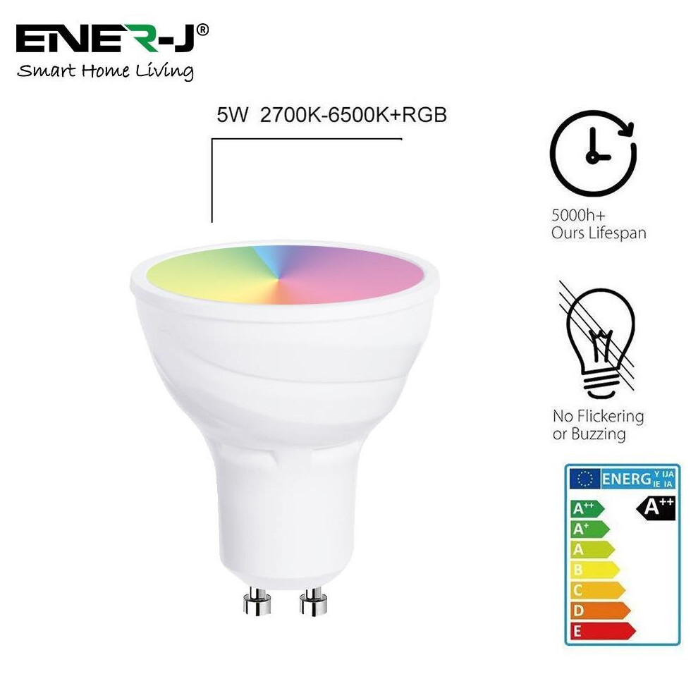 Smart WiFi GU10, 5W, RGB+CCT Changing & Dimmable via APP (3pc pack)