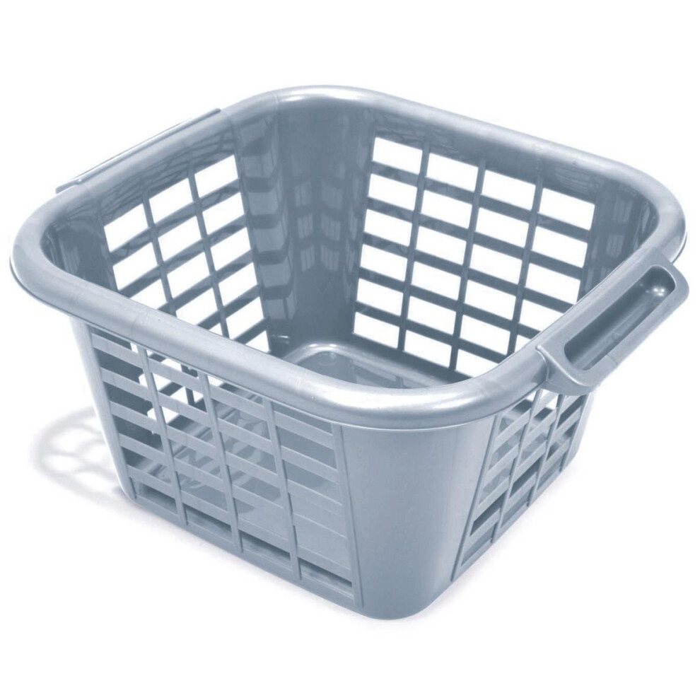 Addis Eco 100% Recycled Plastic Square Laundry Clothes Washing Basket, 25 Litre, Light Grey