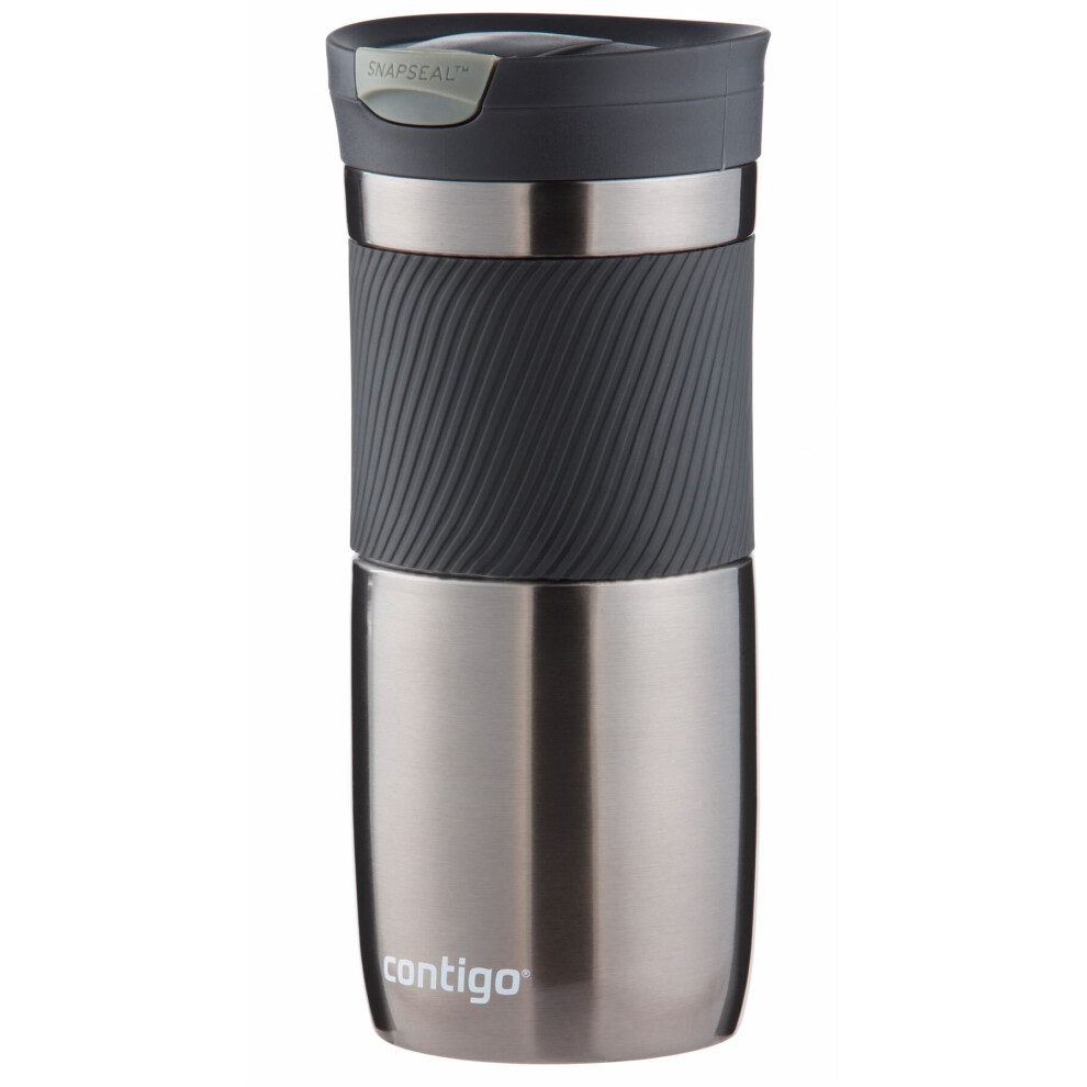 Contigo Byron Snapseal Travel Mug, Stainless Steel Thermal mug, vacuum flask, leakproof tumbler, coffee mug with BPA free Easy-Clean Lid, 470 ml, Gunm