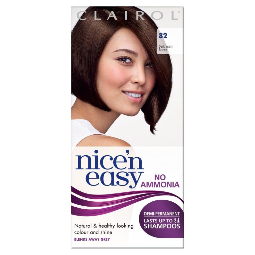 Nice'n Easy Non Permanent Hair Dye No Ammonia Dark Warm Brown 82