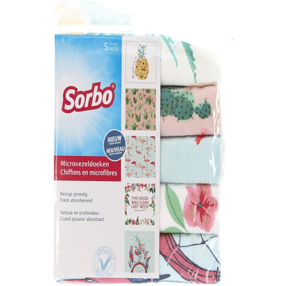 Sorbo Microfibre Cloths Tropical x 5 10S00177