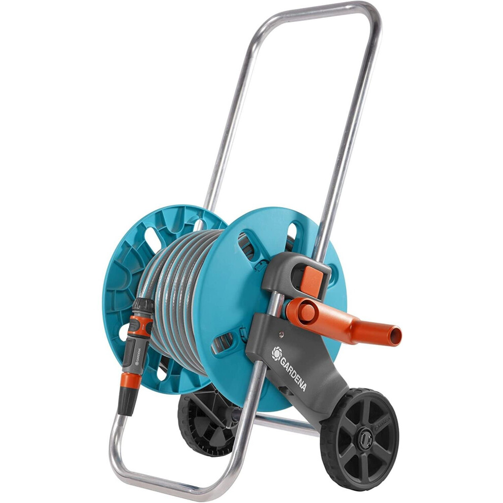 Gardena AquaRoll S Hose Trolley Set Turquoise - Space Saving Storage - Easy Use