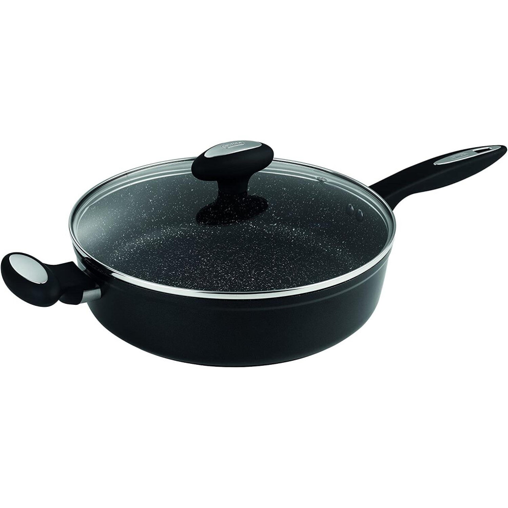 Zyliss Cook Non-Stick Forged SautÃ¢Ã Pan with Glass Lid, Aluminium, Black, 53.9 x 29 x 15.6 cm