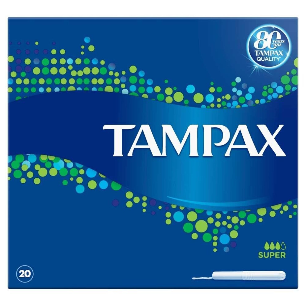 Tampax Super Tampons with Cardboard Applicator 1 Pack (20 Pcs)