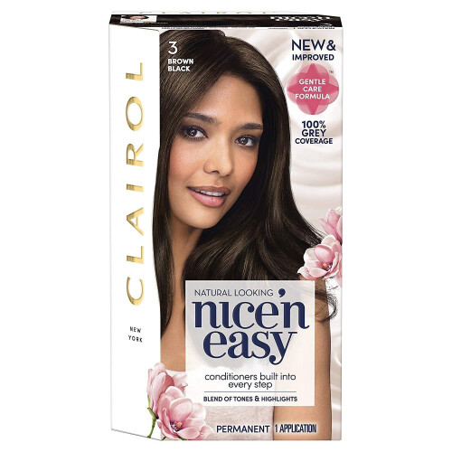 Clairol Clairol Nice' n Easy CrâÂme, Μόνιμη βαφή μαλλιών με φυσική εμφάνιση, 3 καστανό μαύρο 177 ml