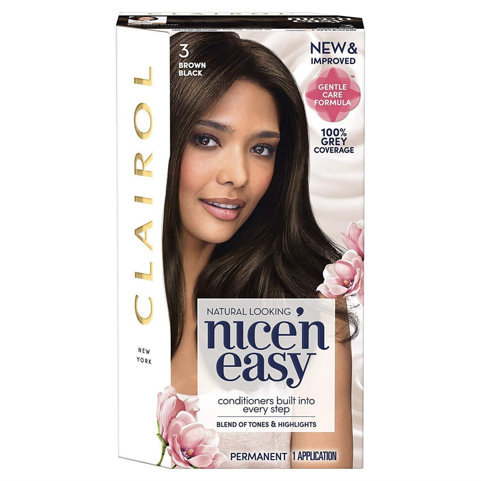 Clairol Nice' N Easy CrÃ¢Ãme, Natural Looking Oil Infused Permanent Hair Dye, 3 Brown Black 177 Ml