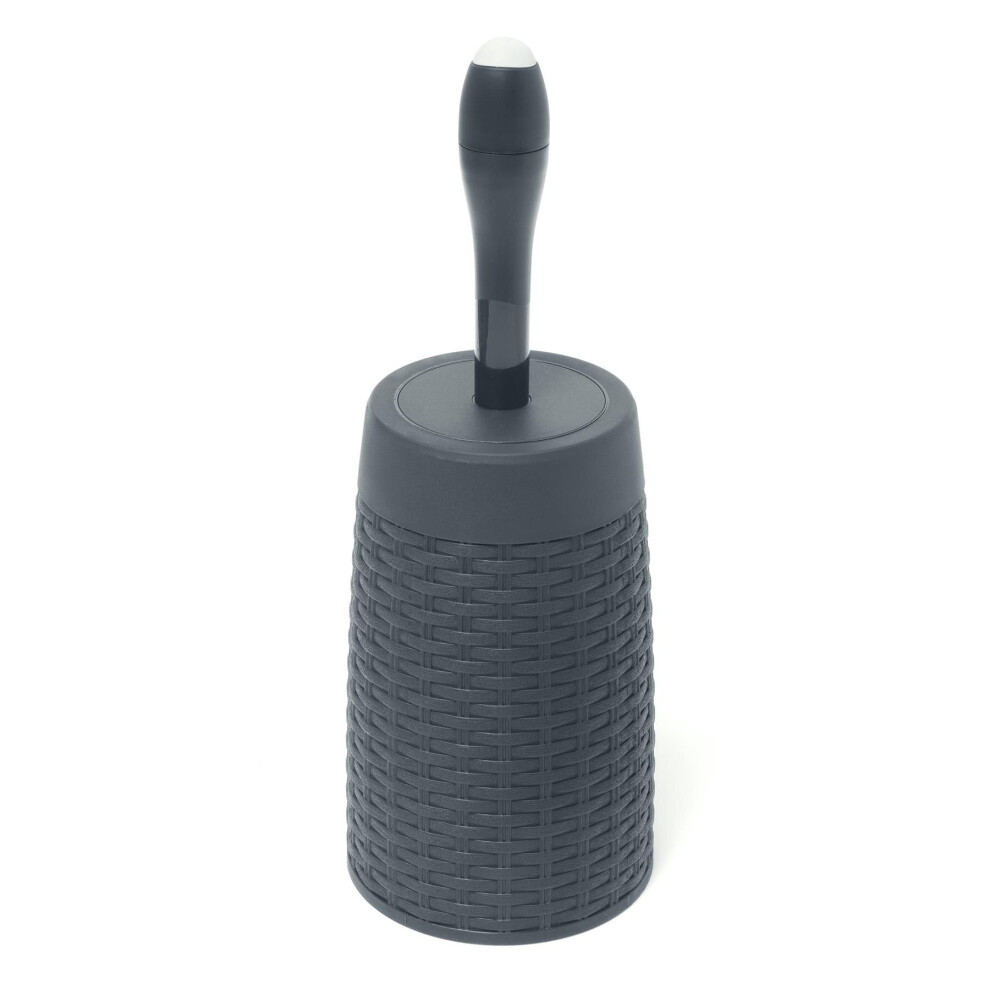 Addis Rattan Toilet Brush With Holder With Cleaning Detergent Dispenser Charcoal