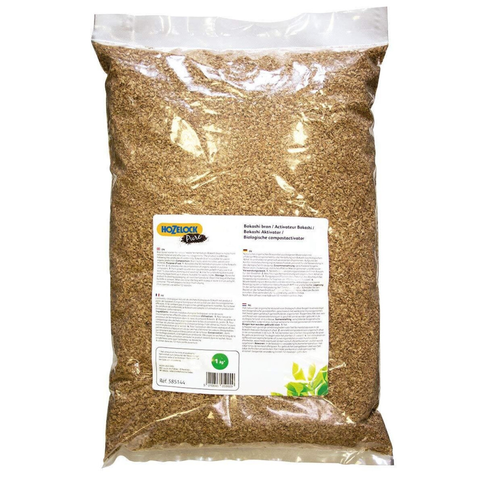 Hozelock Pure Bokashi Composter Bran Compost Activator 1Kg, 19L for Kitchen Bin
