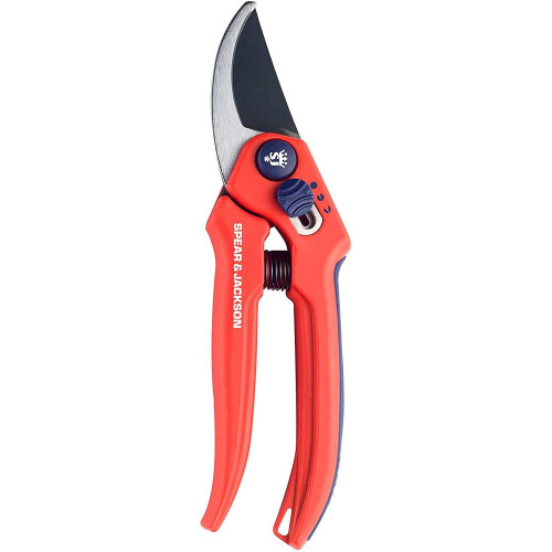 Spear & Jackson Spear & Jackson Advantage Razorsharp Adjustable Width Bypass Secateurs, Red/Navy