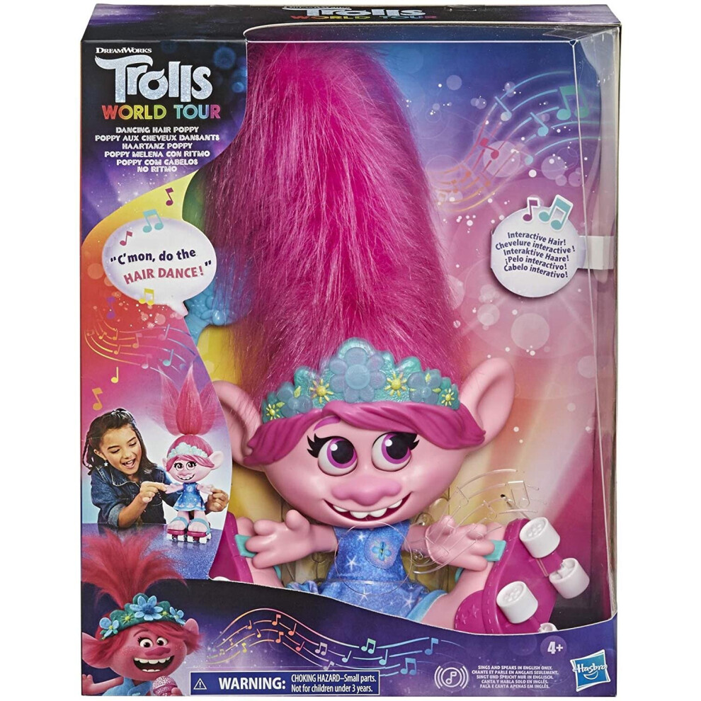 Hasbro Dreamworks Trolls World Tour Dancing Interactive Poppy Doll & Moving Hair