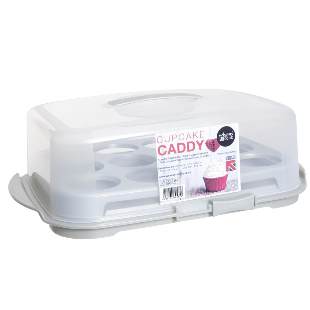Wham Cuisine Cupcake Caddy With Interlocking Base & Carry Handle, 12 Muffin Hold