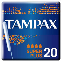 Tampax Super+ Plus Tampons with Cardboard Applicator & Leak Protection - 20 Pack