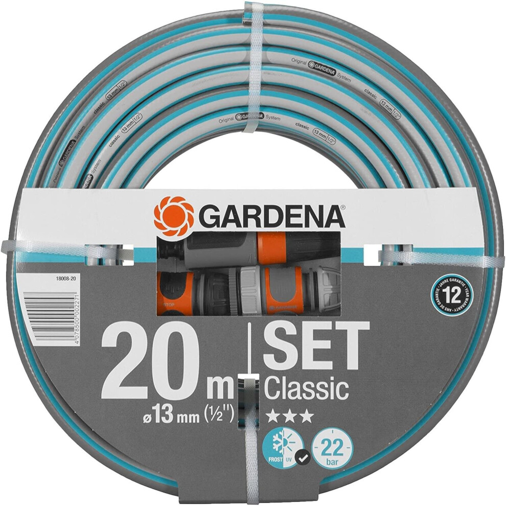 Gardena Classic Durable Hose, 20m, 13mm (1/2inch), UV Resistant, 22 Bar Pressure