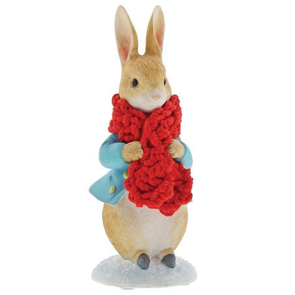 Beatrix Potter Peter Rabbit Figurine In a Festive Scarf, Ornament/Baby Gift, 7cm