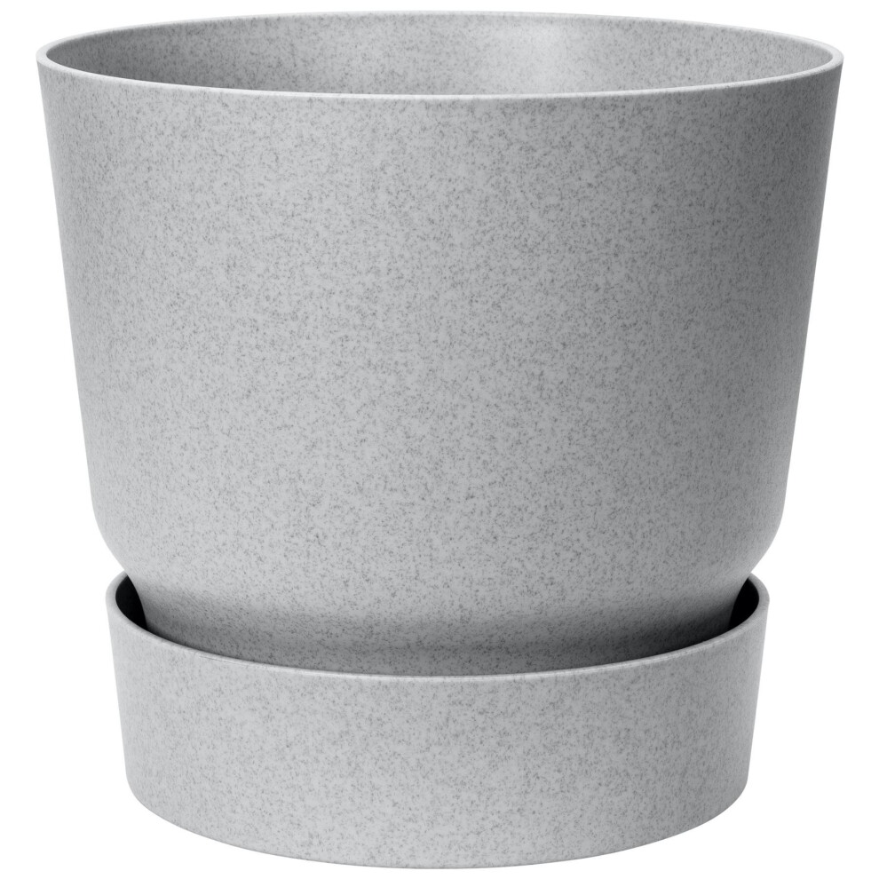 Elho Greenville Living Concrete Round Plant Flower Pot - Water Reservoir - 25cm