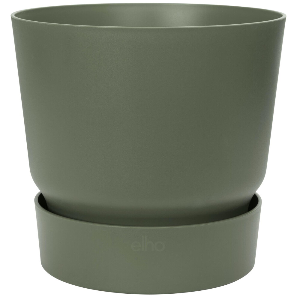 Elho Ville Round Plant Flower Pot Recyclable & Water Reservoir - 30Cm Green