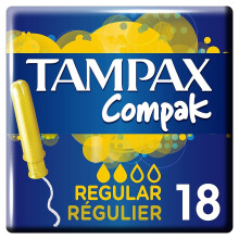 Tampax Compak Regular Women's Tampons with Applicator & Leak Protection, 18 Pack