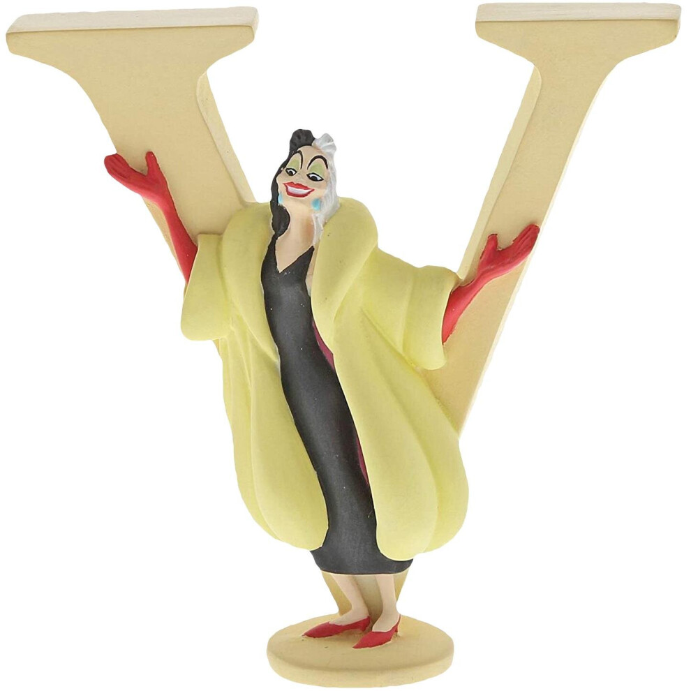 Disney Enchanting Collection Hand Painted Letter Ornament Cruella De Vil V - 7cm