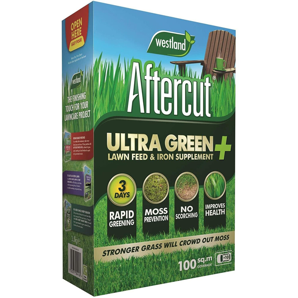 Westland Aftercut Ultra Green Plus Lawn Grass Feed & Iron Supplement, 3.5Kg, Covers 100M2