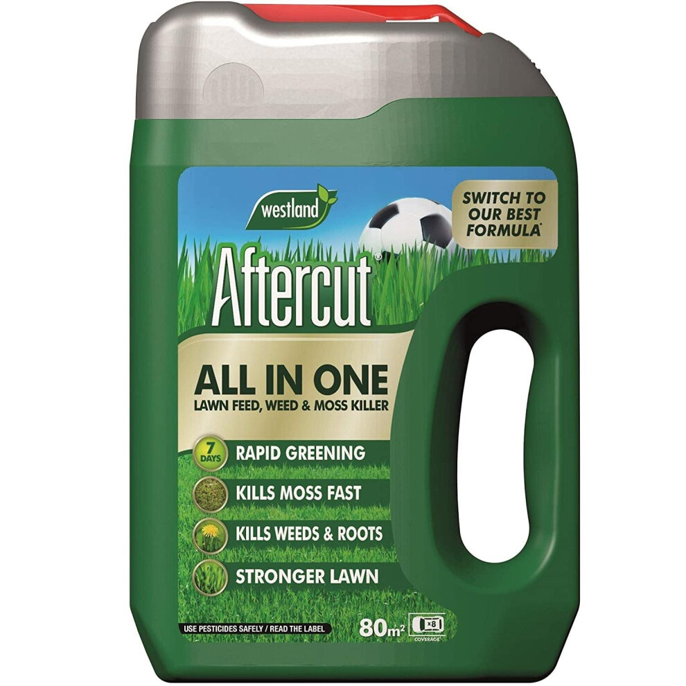 Aftercut All In One Lawn Feed, Weed & Moss Killer, Even-Flo 2.56kg - Covers 80m2