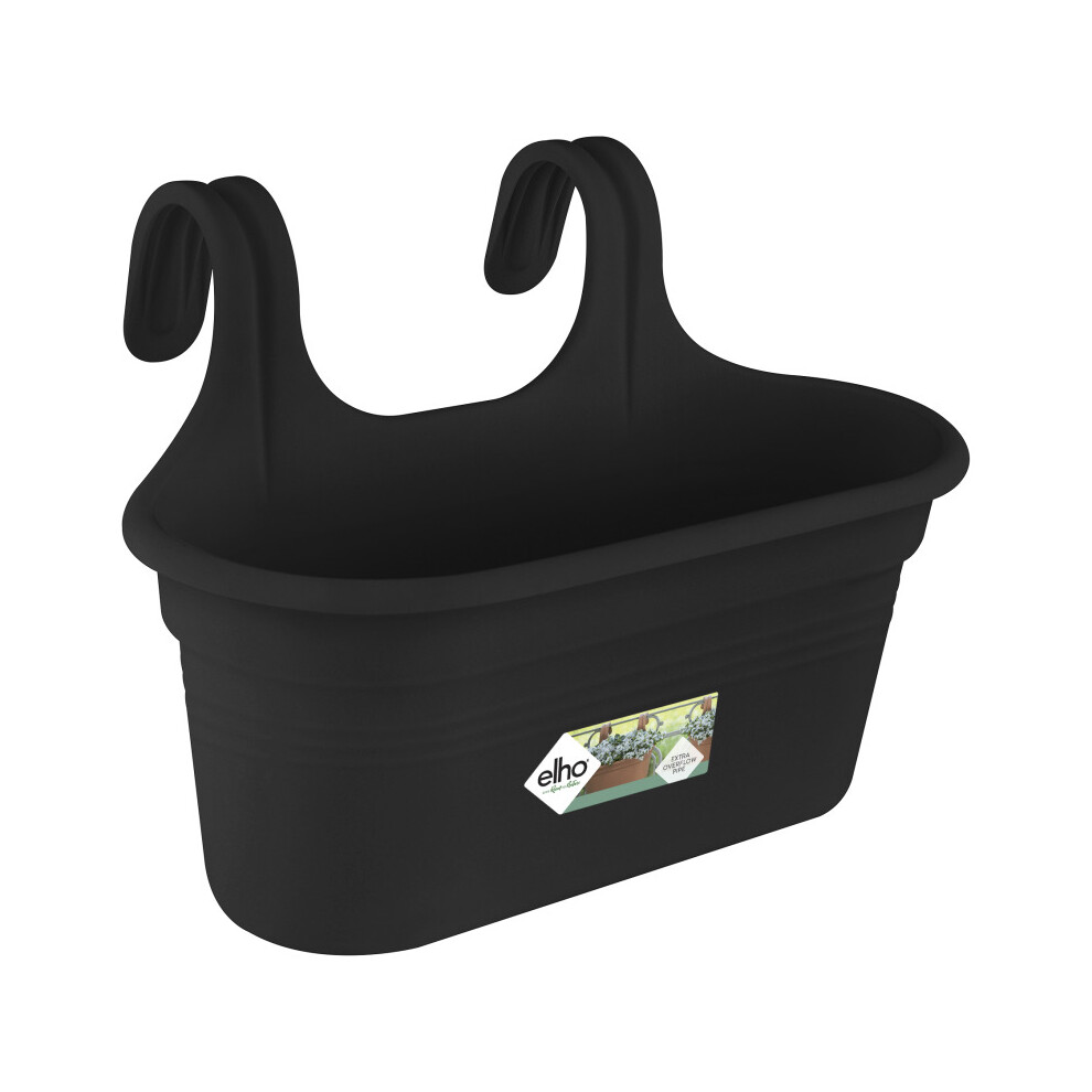 Elho Basics Easy Hanger Large Balcony Planter Pot Flowerpot - Living Green/Black