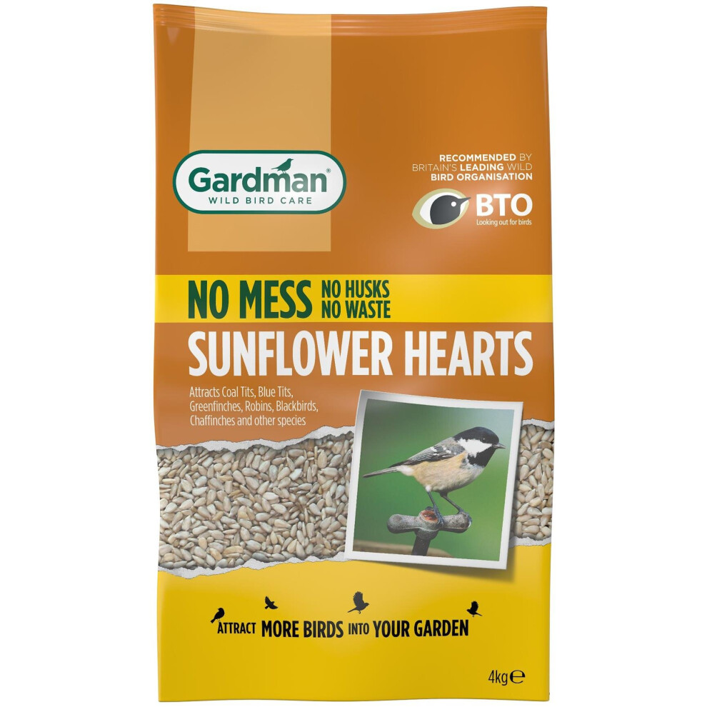 Gardman Sunflower Hearts For Wild Birds, Year Round Feeding, High Energy - 4 Kg