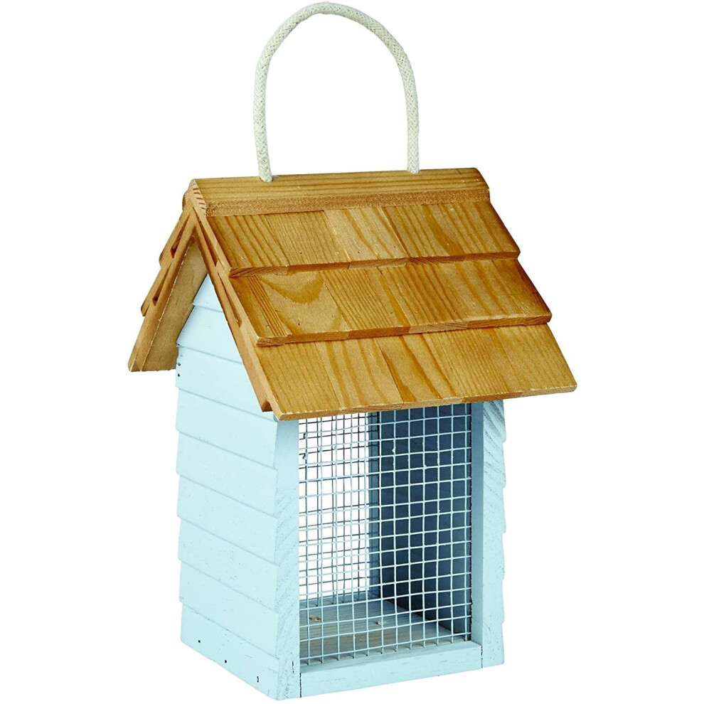 Gardman Beach Hut Peanut Seed Feeder, Made From Timber, Green/Blue, 1 Pack, 20cm