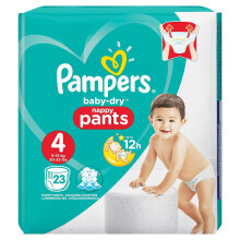 Pampers Baby-Dry Nappy Pants Disposable Cotton Nappies - Size 4 - Travel 23 Pack