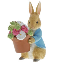 Beatrix Potter Peter Rabbit Brings Flowers Ornament, Hand-Painted Resin Figurine