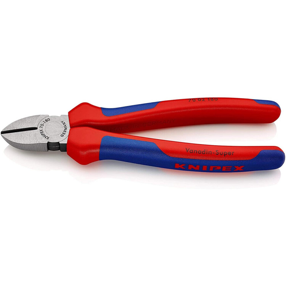 Knipex Insulated Diagonal Cable Cutter Pliers - Chrome Plated, Soft Grip - 180mm