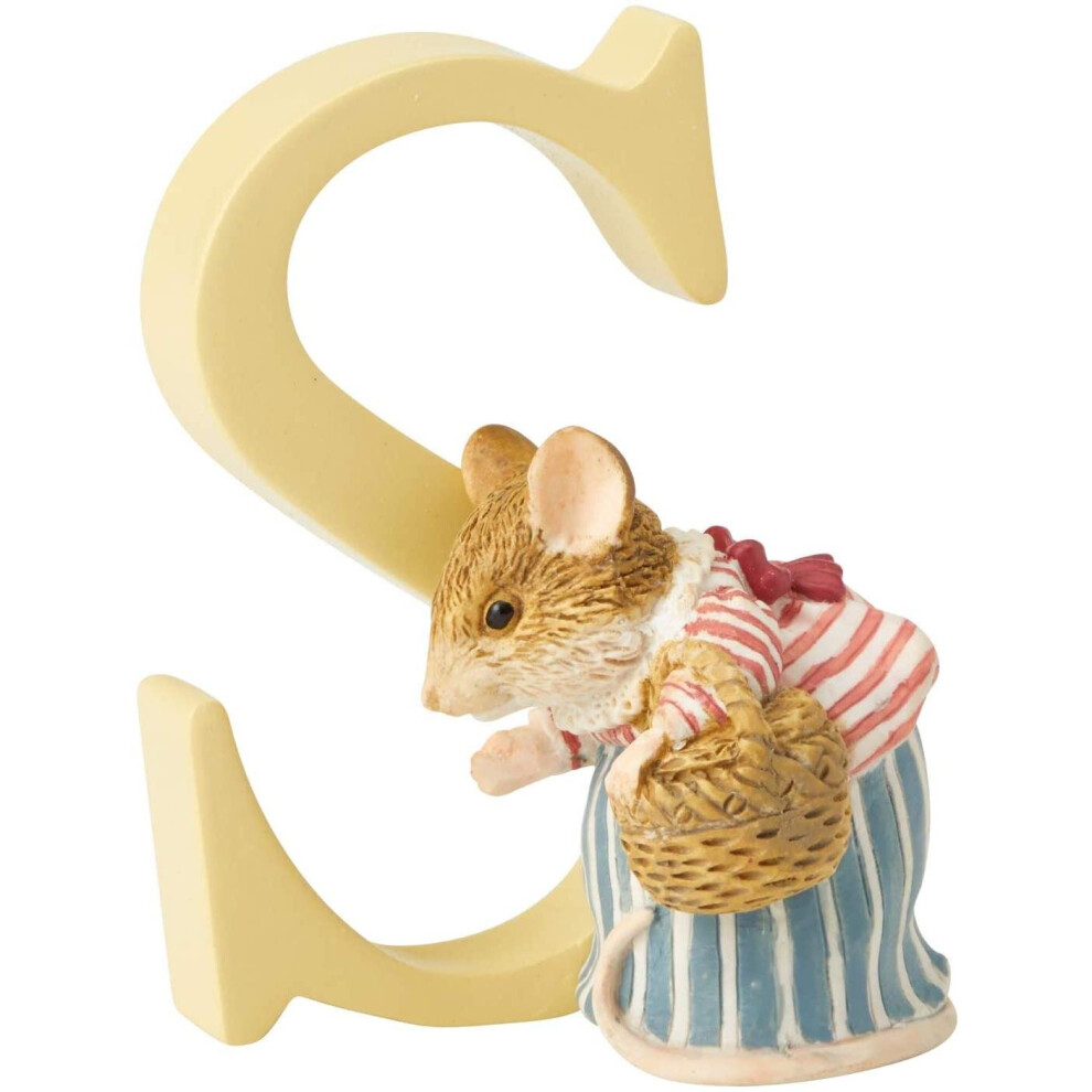 Beatrix Potter Mrs Tittlemouse Original Illustrations Ornament Letter S - Cream