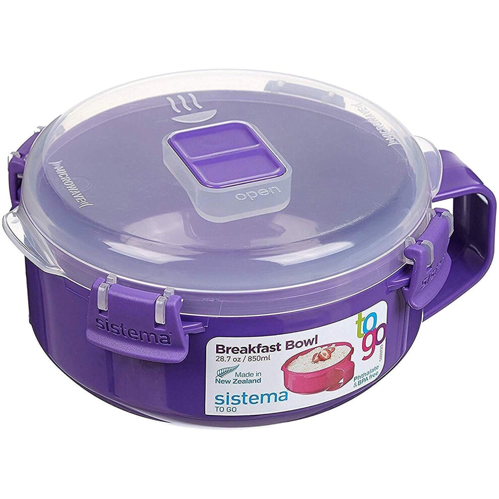 Sistema Microwave Porridge To Go Breakfast Bowl 850ml BPA Free, Assorted Colours