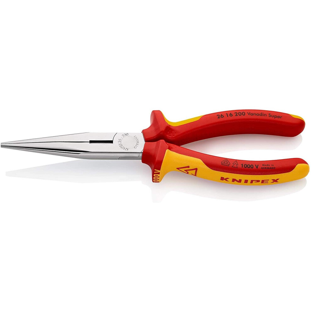 Knipex Snipe, Needle Nose Side Cutting Pliers - Chrome Plated Insulated - 200mm