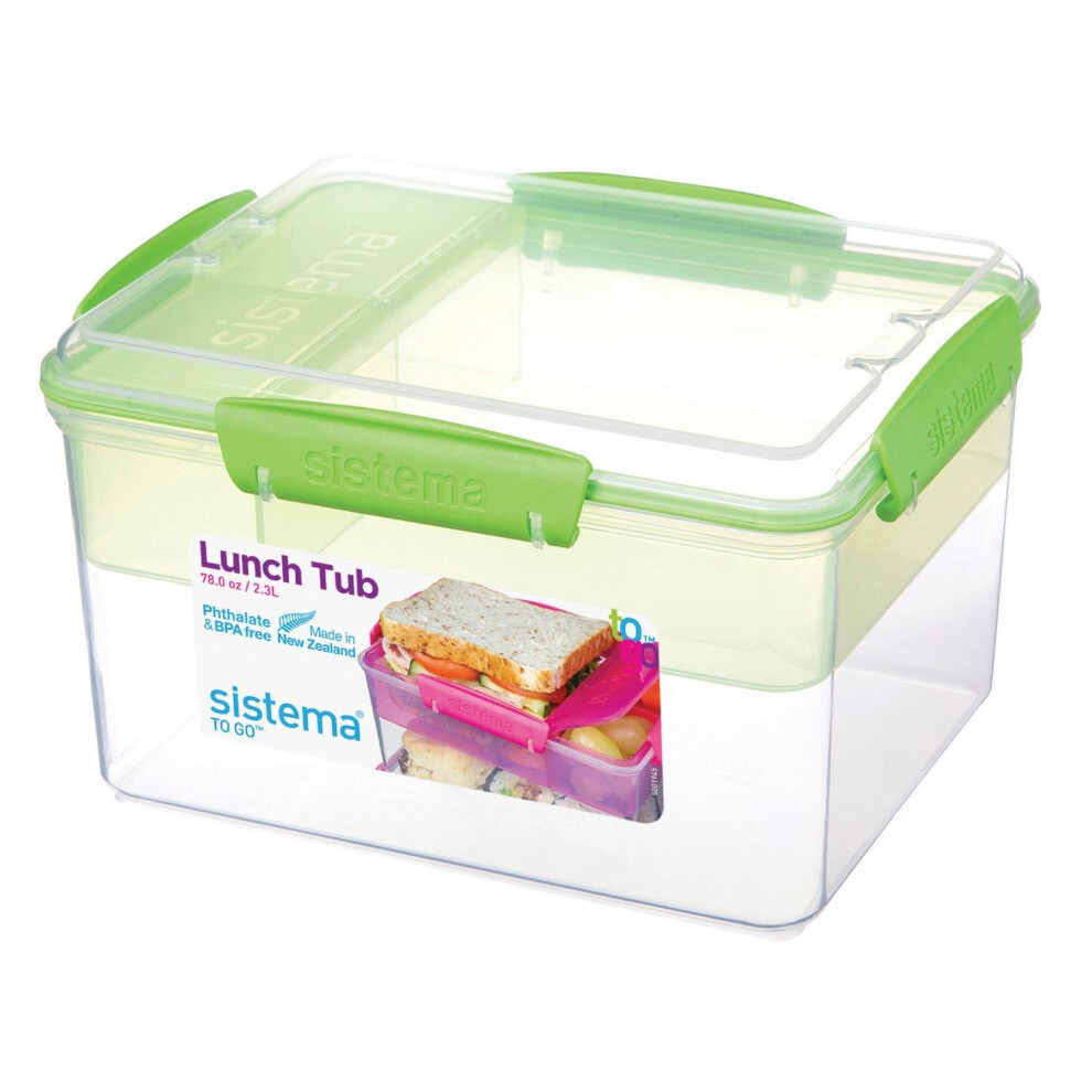 Sistema To Go Lunch Box Tub 2.3L Sandwich Snack Food Container with Compartments