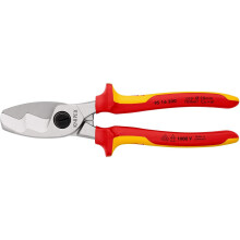 Knipex Cable Shears, Twin Cutting Edge, Insulated, Multi Component Grips, 200 mm