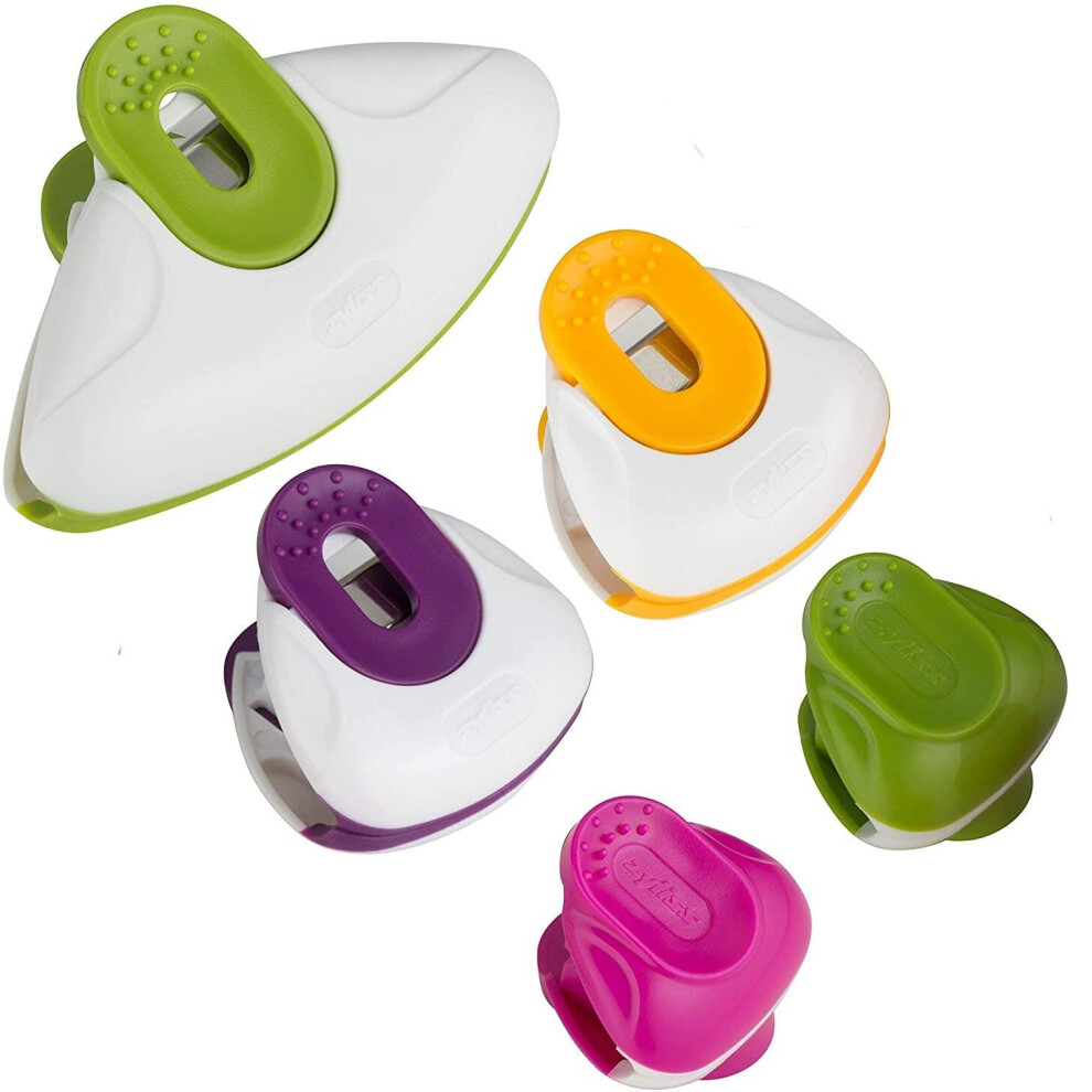 Zyliss Assorted 5 Magnetic Bag Clips, Multi-Coloured, Small/Medium & Large Clips